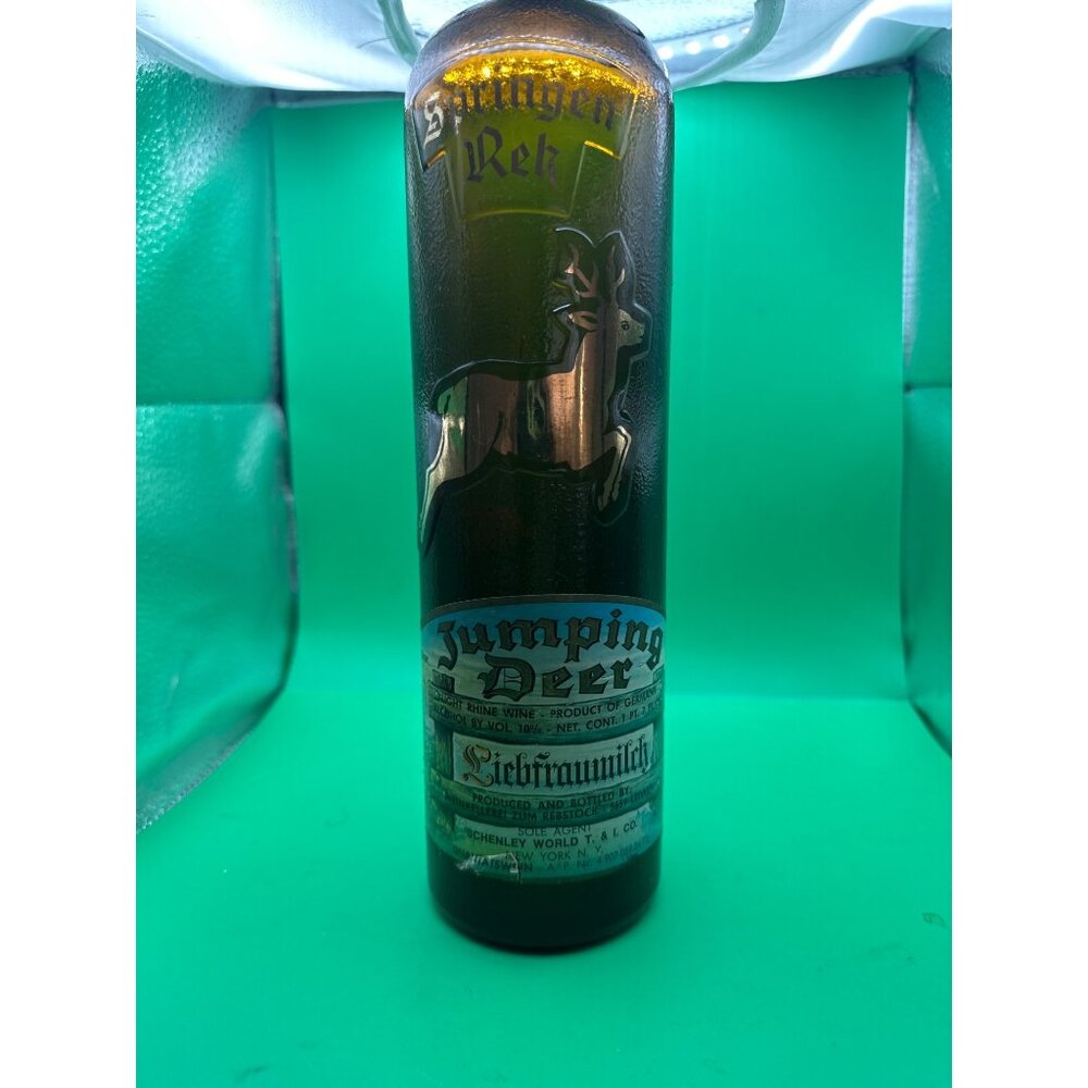 Vintage Jumping Deer Liebfraumilch Rhine Wine Bottle 10% Alcohol 750ml Embossed